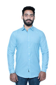 Scorpius Cotton Checked Light Blue Formal Shirt With White Lined