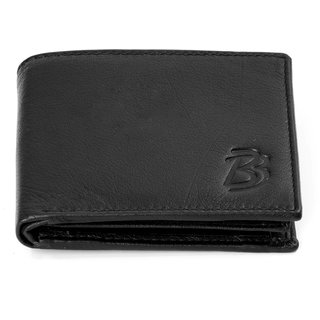                       Blackburn Black Single fold Pure Leather Wallet For Men                                              