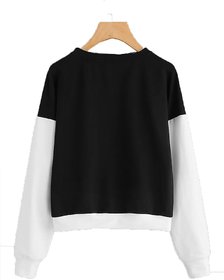 Crazy Prints Black With White Full Sleeves Cotton Fleece Sweatshirt For Womens