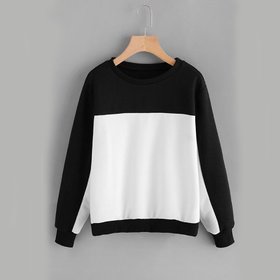 Crazy Prints Black Sleeves With White Cotton Sweatshirt For Womens