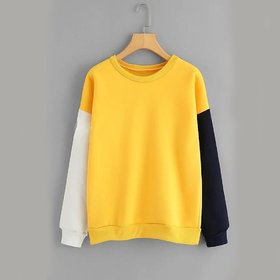 Melcom Women Yellow Round Neck Sweatshirt