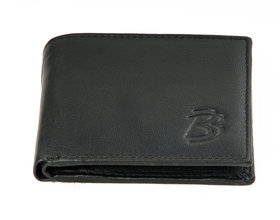 Blackburn Black Single fold Pure Leather Wallet For Men