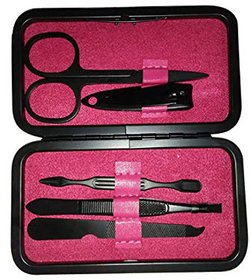 Innayat Nail Cutter, Scissor, Eyebrow Tweezer, Nail File, Single-edged Double Sided Stick, Set Of 5