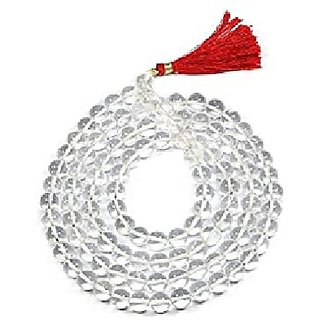                       JAIPUR GEMSTONE- White Quartz Jap Mala 108 Beads for Meditation and Pooja                                              