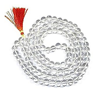                       JAIPUR GEMSTONE-Clear White Quartz Jaap Mala For Pooja and Astrology Certified (108+1 Beads)                                              