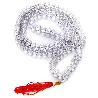 Jaipur Gemstone-natural Crystal Clear White Quartz Mala 108 1 Beads Japa Ro Jaipur Gemstone-natural Crystal Clear White Quartz Mala 108 1 Beads Japa Ro