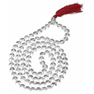 JAIPUR GEMSTONE-Clear White Quartz 108+1 Beads Jaap Mala for Pooja and Astrology Certified JAIPUR GEMSTONE-Clear White Quartz 108+1 Beads Jaap Mala for Pooja and Astrology Certified