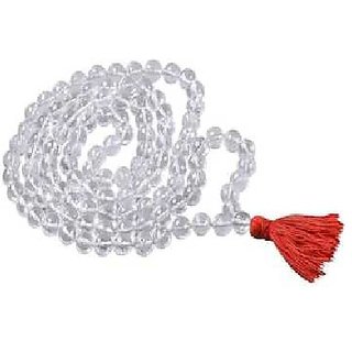                       JAIPUR GEMSTONE-Clear White Quartz Gemstone Beads Mala for Men and Women                                              