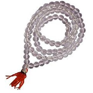                       JAIPUR GEMSTONE- Clear White Quartz Mala Natural Crystal Stone Bead Mala for Unisex                                              