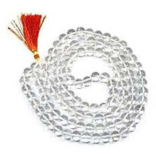                       JAIPUR GEMSTONE-Natural Clear White Quartz Stone Mala 108+1 Beads Mala Lab Certified                                              