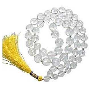                       JAIPUR GEMSTONE-Natural Clear White Quartz Mala Crystal Stone Faceted Cut 108 Beads Jap Mala for Unisex                                              