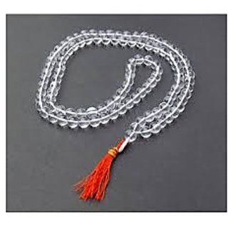                       JAIPUR GEMSTONE-Crystal White Quartz Jap Mala 108 Beads for Meditation and Pooja                                              