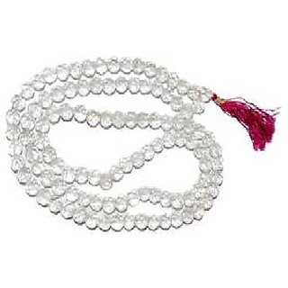                       Jaipur Gemstone-clear White Quartz Mala Natural Crystal Stone Bead Mala                                              