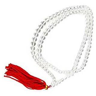                       JAIPUR GEMSTONE-Natural Clear Clear White Quartz Mala Crystal Stone Faceted Cut 108 Beads Jap Mala                                              