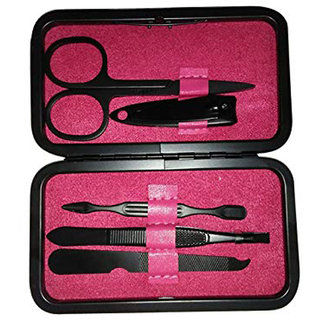                       Innayat Nail Cutter, Scissor, Eyebrow Tweezer, Nail File, Single-edged Double Sided Stick, Set Of 5                                              