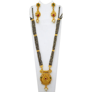                       RADHEKRISHNA imitation presents beautiful authentic golden pendal with earrings and 24 inch long chain mangalsutra                                              
