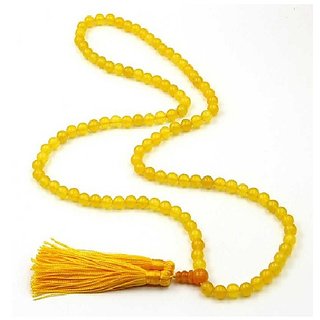                       JAIPUR GEMSTONE-Natural Yellow Quartz Mala 108+1 Beads Japa Rosary Spiritual Mala for Unisex                                              