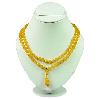                       JAIPUR GEMSTONE-Yellow Quartz Jap Mala 108 Beads for Meditation and Pooja                                              