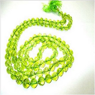                       JAIPUR GEMSTONE-Natural Green Quartz Mala 108+1 Beads Japa Rosary Spiritual Mala                                              