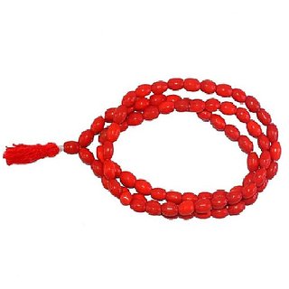                       CEYLONMINE-Red Quartz 108+1 Beads Jaap Mala for Pooja and Astrology Certified                                              