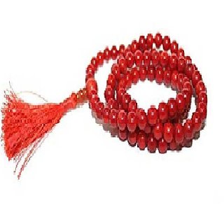                       CEYLONMINE-Red Quartz 108+1 Beads Jaap Mala for Pooja and Astrology Certified                                              