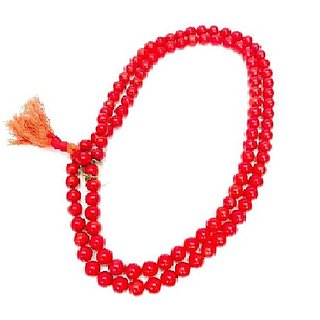                       CEYLONMINE-Red Quartz Mala Crystal Stone Mala 108 Bead Jaap Mala for Unisex                                              