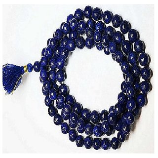                       CEYLONMINE- Blue Quartz Jap Mala 108 Beads for Meditation and Pooja                                              