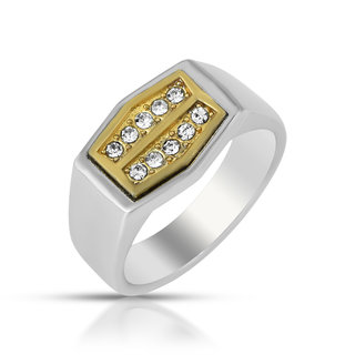                       MissMister Creations Brass Silverplated American Diamond fashion Fingerring Men (MM5413ORRI)                                              