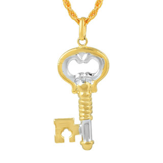                       MissMister Creations Brass Two tone Yellow  White Gold Key design Fashion pendant Women Men (MM2985PCJK)                                              