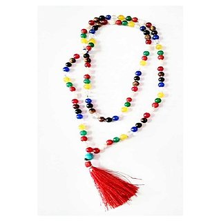                       JAIPUR GEMSTONE-Natural Malticolor Quartz Mala 108+1 Beads Japa Rosary Spiritual Mala for Unisex                                              