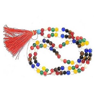                       JAIPUR GEMSTONE-Malticolor Quartz Mala Crystal Stone Mala 108 Bead Jaap Mala for Men and Women                                              