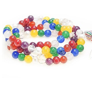 JAIPUR GEMSTONE-Malticolor Quartz Japa Mala Gemstone Positive Effect for Unisex JAIPUR GEMSTONE-Malticolor Quartz Japa Mala Gemstone Positive Effect for Unisex
