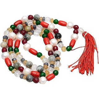                       JAIPUR GEMSTONE-Quartz Mala Natural Malticolor Quartz Japa Mala with 108 Prayer Beads                                              