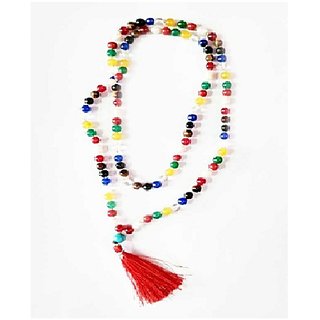                       JAIPUR GEMSTONE-Malticolor Mala Natural Malticolor Quartz Japa Mala with 108 Prayer Beads                                              