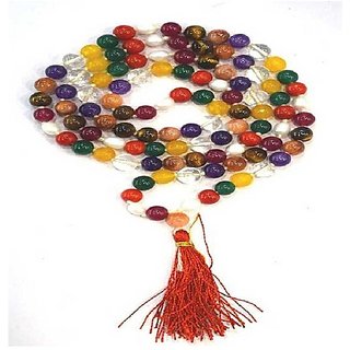 JAIPUR GEMSTONE-Malticolor Mala Natural Malticolor Quartz Japa Mala with 108 Prayer Beads for Unisex JAIPUR GEMSTONE-Malticolor Mala Natural Malticolor Quartz Japa Mala with 108 Prayer Beads for Unisex