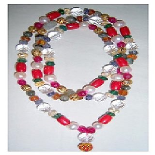                       JAIPUR GEMSTONE-Malticolor Quartz Jap Mala 108 Beads for Meditation and Pooja                                              