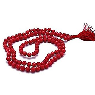                       JAIPUR GEMSTONE-Natural Crystal Red Quartz Mala 108+1 Beads Japa Rosary Spiritual Mala                                              