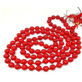                       JAIPUR GEMSTONE- Red Quartz Jap Mala 108 Beads for Meditation and Pooja                                              