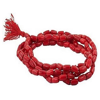                       JAIPUR GEMSTONE-Red Quartz Jap Mala 108 Beads for Meditation and Pooja for Unisex                                              