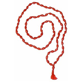                       JAIPUR GEMSTONE-Red Quartz 108+1 Beads Jaap Mala for Pooja and Astrology Certified                                              