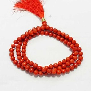                       JAIPUR GEMSTONE-Natural Red Quartz Mala 108+1 Beads Japa Rosary Spiritual Mala for Unisex                                              