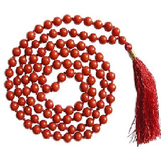                       JAIPUR GEMSTONE-Red Quartz Japa Mala Gemstone Positive Effect Vastu Crystal Healing for Unisex                                              