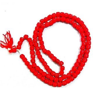                       JAIPUR GEMSTONE-Red Quartz Mala Crystal Stone Mala 108 Bead Jaap Mala for Men and Women                                              