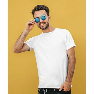                       Cultfree Half Sleeves Bio Washed White Cotton T-shirt                                              