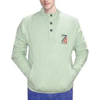 Swaggers Cotton Full Sleeves Button Down Sweatshirt For Men's (Green)