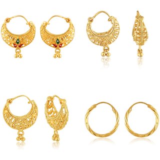                       Vighnaharta Twinkling Elegant Shimmering Beautiful Gold Plated Clip on Bucket,basket and Chand Bali earring Combo                                              