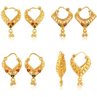                       Vighnaharta Elegant Twinkling Beautiful Gold Plated Clip on Bucket,basket and Chand Bali earring Combo                                              