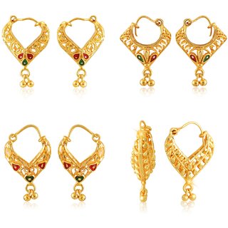 Vighnaharta Elegant Twinkling Beautiful Gold Plated Clip on Bucket,basket and Chand Bali earring Combo Vighnaharta Elegant Twinkling Beautiful Gold Plated Clip on Bucket,basket and Chand Bali earring Combo
