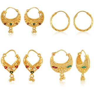                       Vighnaharta Beautiful Gold Plated Clip on Bucket,basket and Chand Bali earring Combo                                              