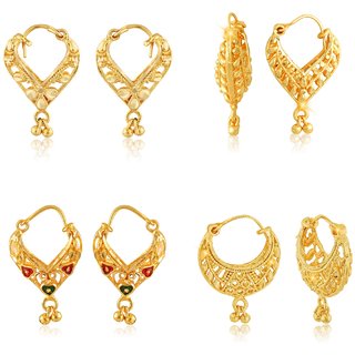                      Vighnaharta Allure Beautiful Gold Plated Clip on Bucket,basket and Chand Bali earring Combo                                              